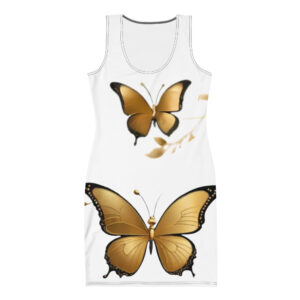REJEY Golden Butterfly Flight Bodycon Dress