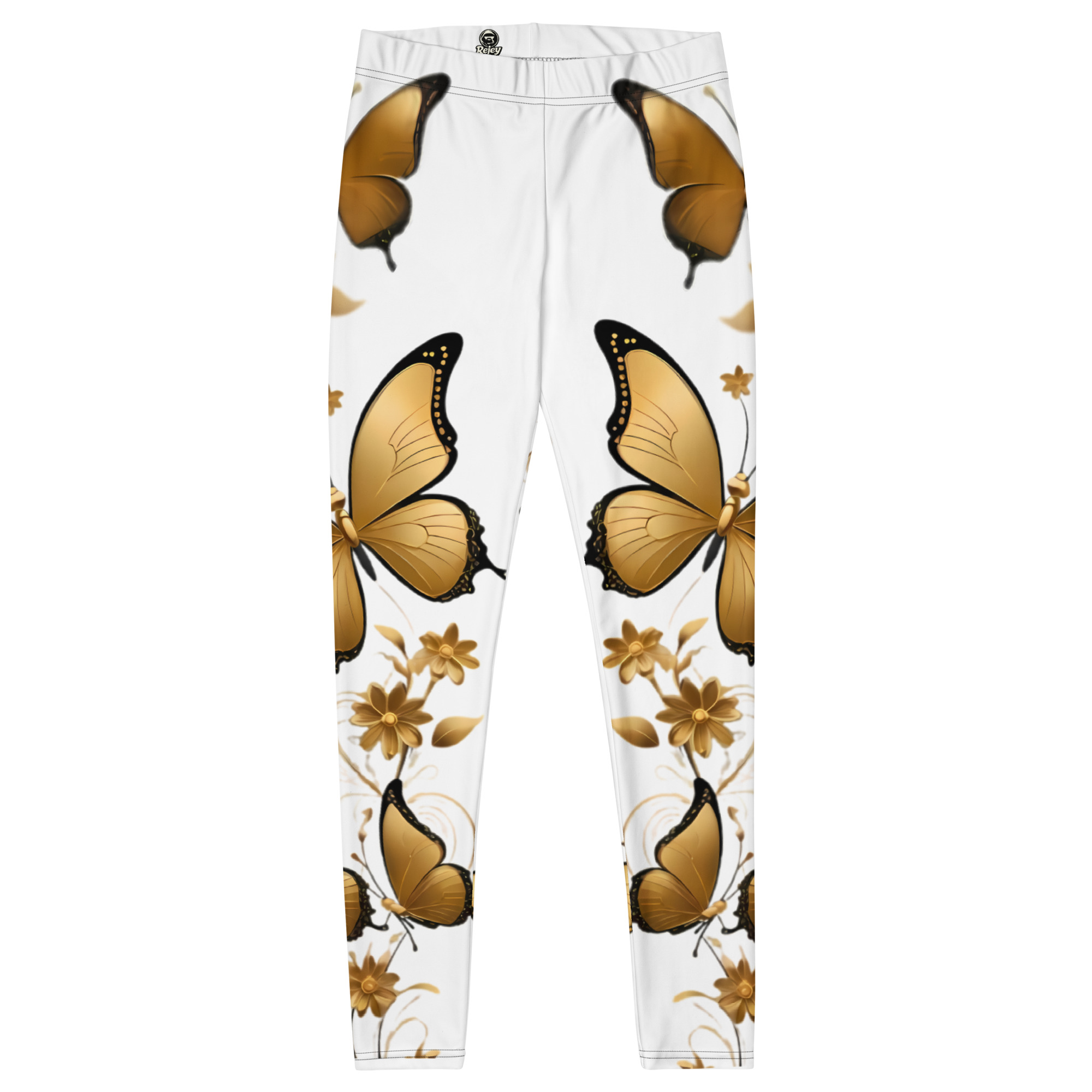 REJEY Golden Butterfly All-Over Print Leggings