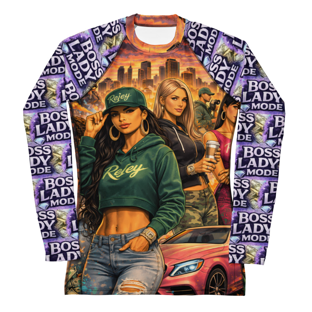REJEY Boss Lady Mode All-Over Print Women's Rash Guard