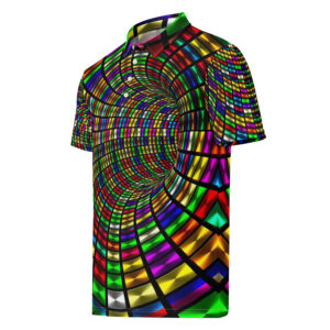 REJEY Prismatic Depth All-Over Print Men's Slim Fit Polo Shirt