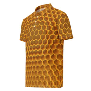 REJEY Golden Honeycomb All-Over Print Men's Slim Fit Polo Shirt